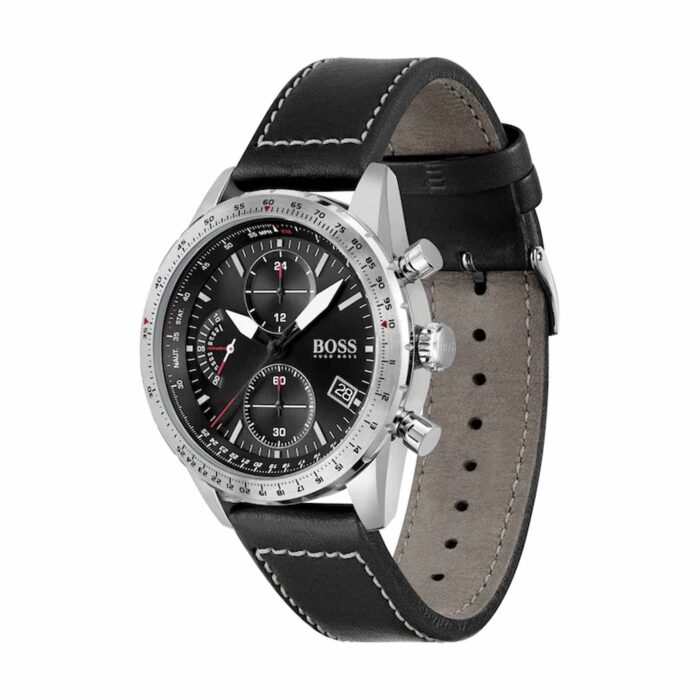 Hugo Boss Men's Chronograph Pilot Edition Watch with Black Leather Strap - 1513853 - Image 2
